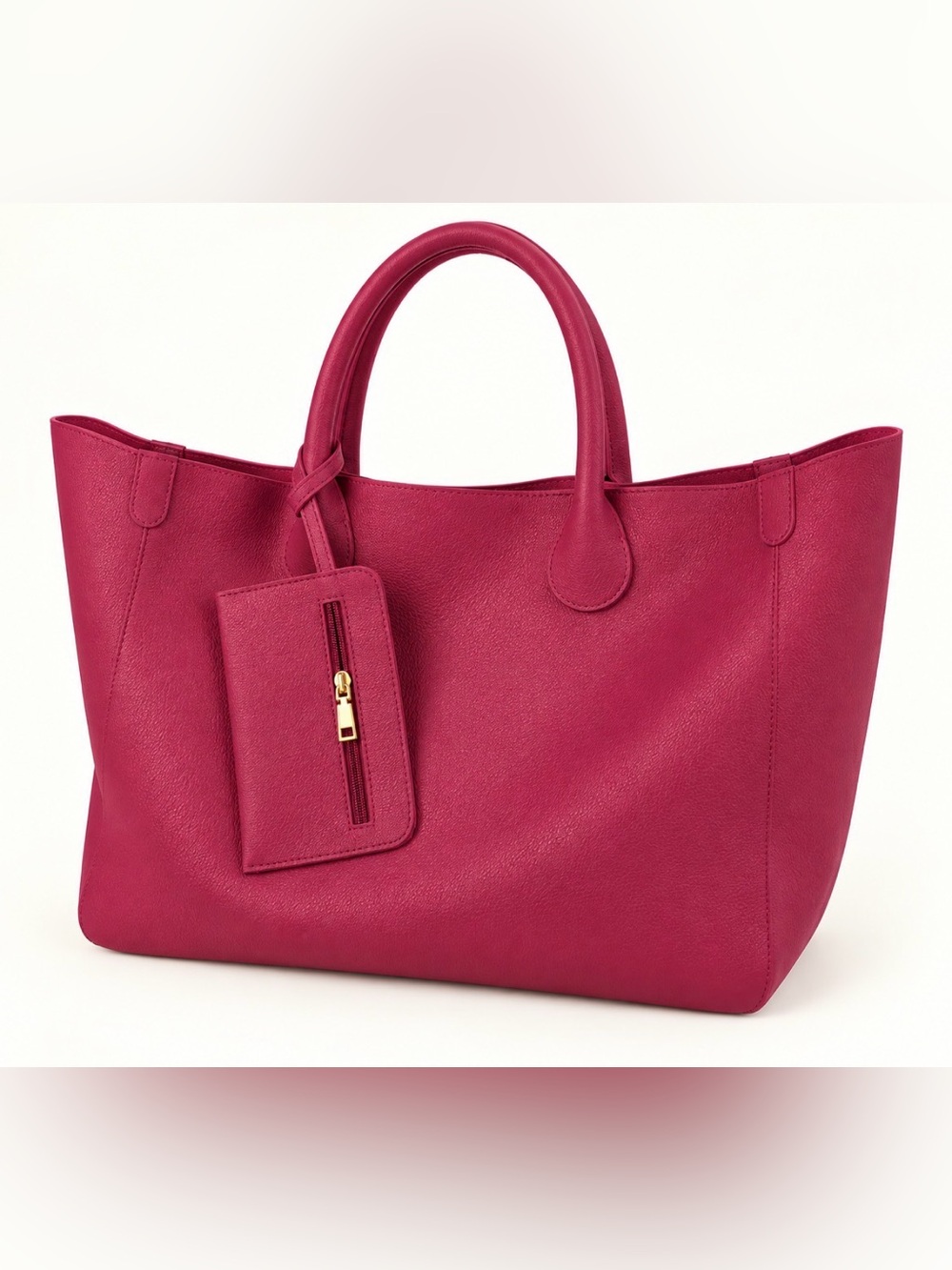 Plum Red Leather Tote Bag - Women's Shoulder Bag